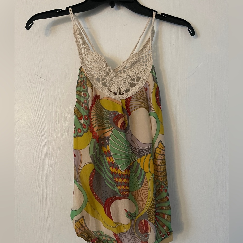 🌻5/$16🌻Silk and crochet boho tank